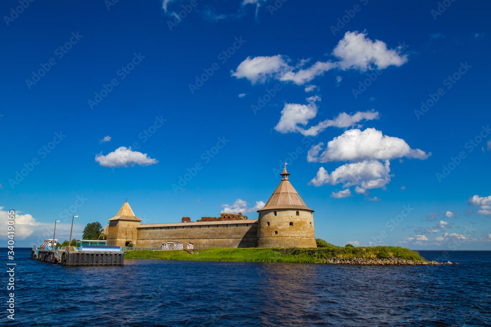 Russia. Fort at Orekhov Island. Oreshek fortress. Shlisselburg fortress. Island in Lake Ladoga. Stone Fort on Ladoga. Fortress near Saint-Petersburg. Russia vintage. Single tour to Russia.