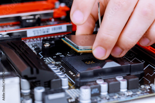 The process of installing in CPU microprocessor to motherboard socket
