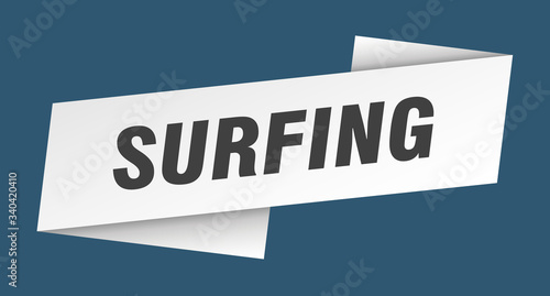 surfing banner template. surfing ribbon label sign
