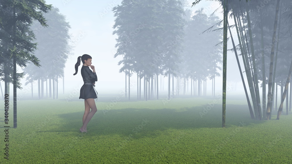Woman Standing Outdoor 3D Rendering Woman Standing Outdoor 3D Rendering