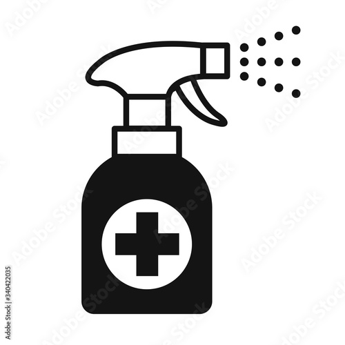 Antiseptic icon, hand sanitizers. Alcohol rub sanitizers kill most bacteria from hands and stop viruses spread prevention concept. Sanitizer bottle, wall mounted container – vector