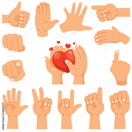 Various Gestures Of Human Hands