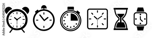 Set hourglass icons, sandglass timer, clock flat icon – stock vector