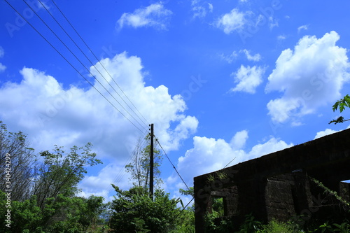 Wallpaper Mural beautiful blue sky with clouds and part of old building. Torontodigital.ca