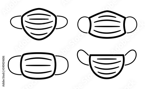 Set of protective individual face masks icons - vector