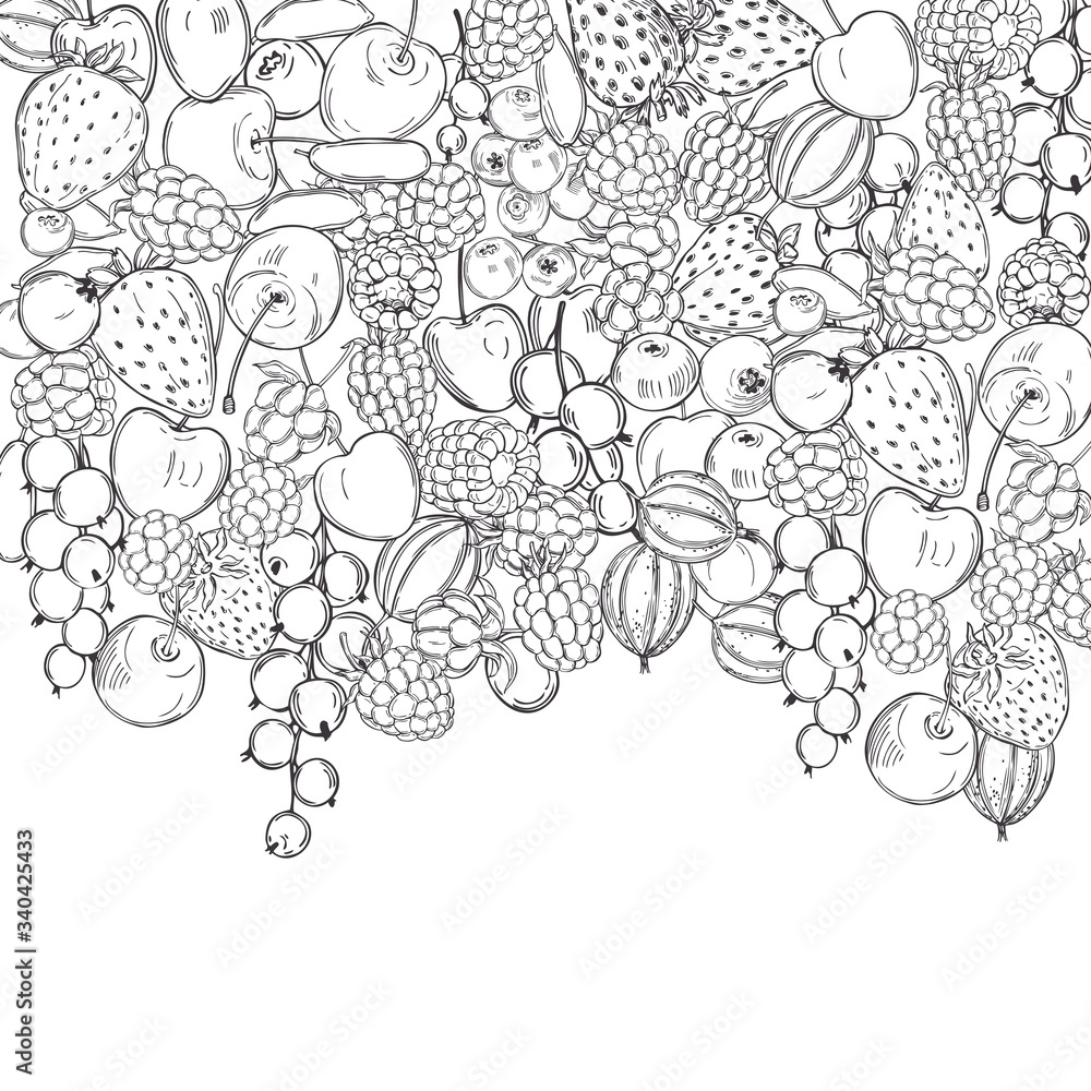 Vector background with hand-drawn berries. Vector background with hand-drawn berries.