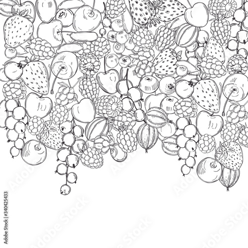 Vector background with hand-drawn berries.