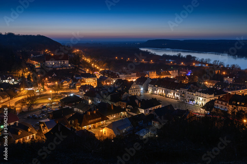 A night panorama of Kazimierz Dolny - a small town located on the right (eastern) bank of the Vistula river, considerable tourist attraction.