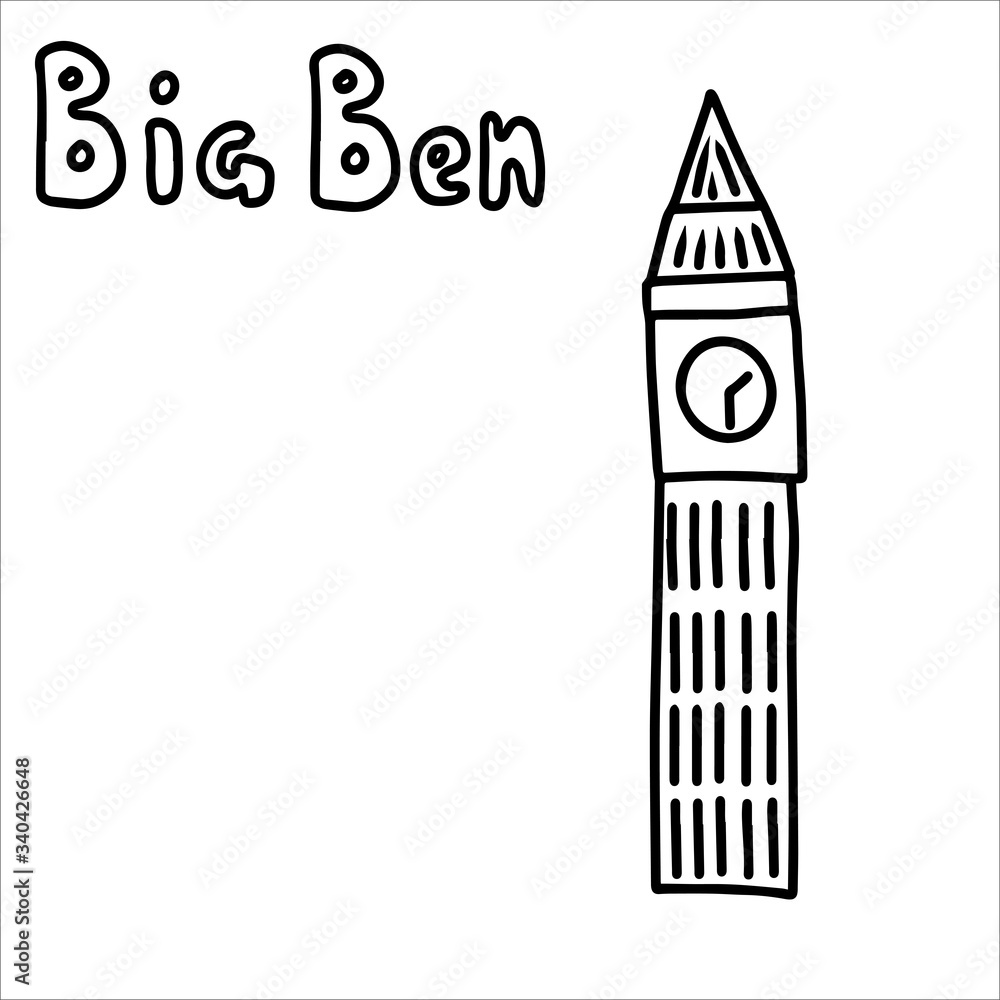 Big Ben in the style of doodling.