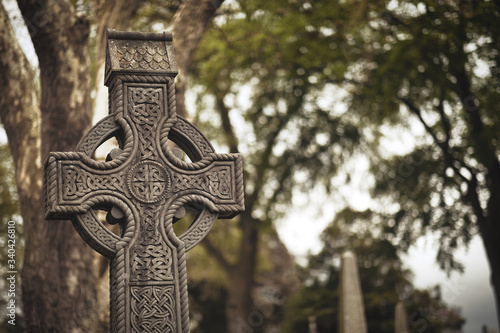 GLASNEVIN CEMETERY, Old graveyard with Celtic cross gravestones , Celtic cross Dublin Ireland