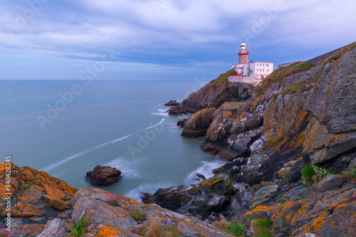 The Baily Lighthouse, Howth. co. Dublin, Baily Lighthouse on Howth cliffs, View of the Baily Lighthouse from the cliff 