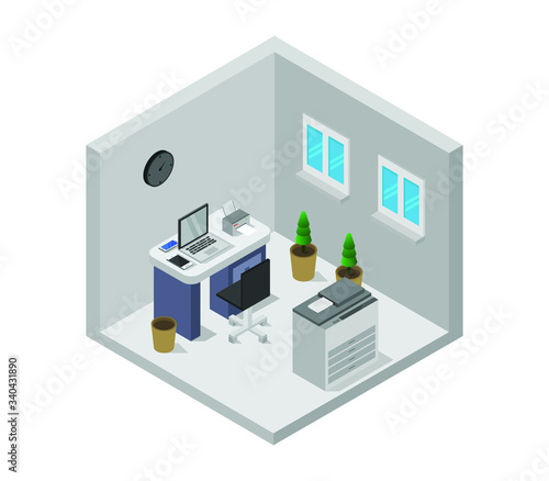 isometric office room