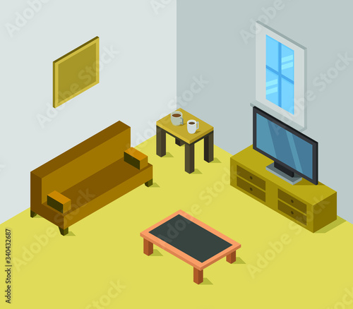 isometric lounge room