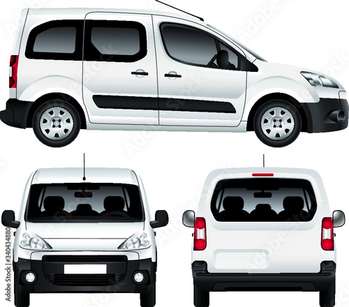 Vector delivery van template. White blank commercial vehicle - service car. (simple gradients only, no gradient mesh)