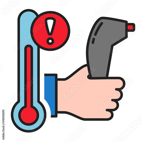Forehead infrared thermometer fever icon