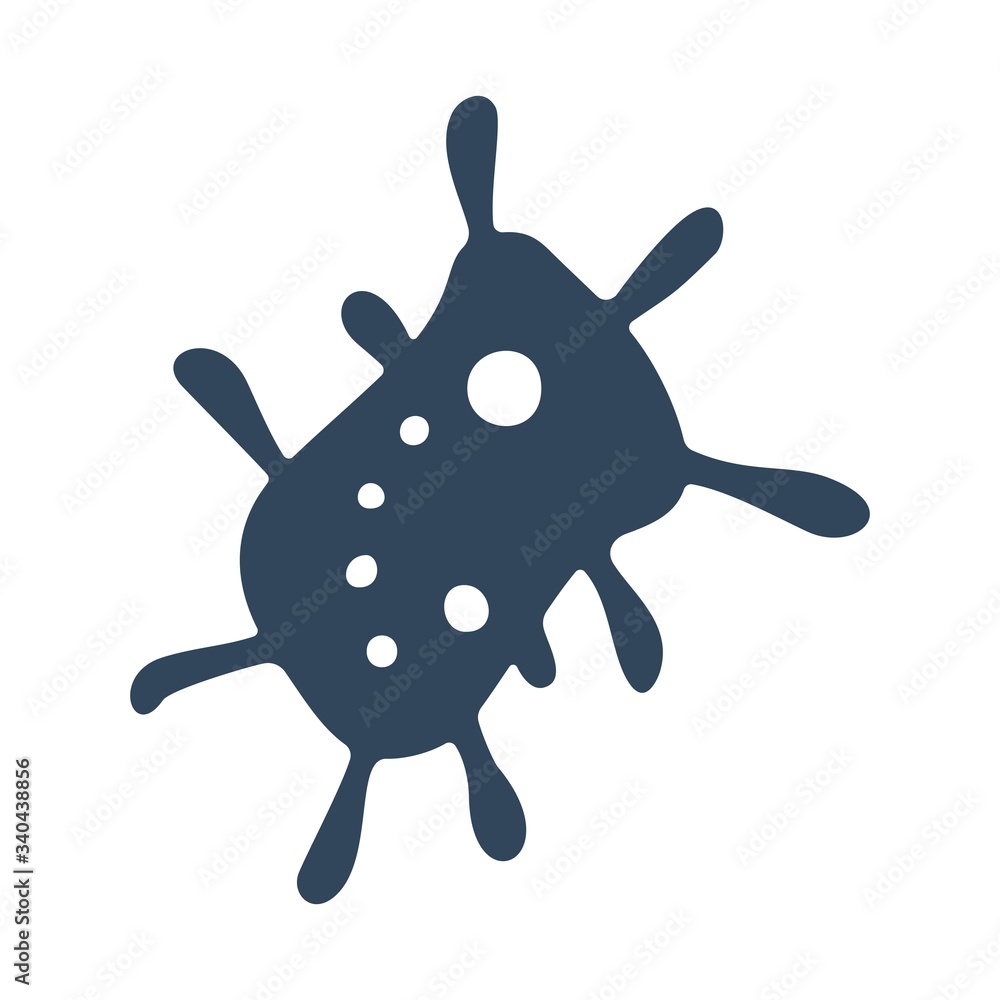 Obraz premium Virus icon in flat style. Bacteria, microbe sign. Microbiology concept. Disease, coronavirus symbol.