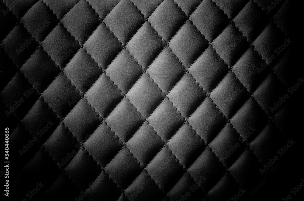 Black leather background. Leather stitched with threads Black leather background. Leather stitched with threads