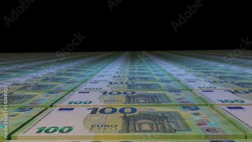 euro 100 dollar money currency printing coming seamless loop animation background