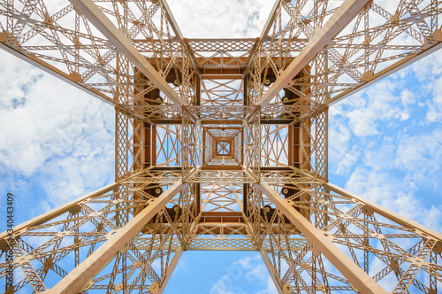 Openwork, metal building construction against the sky. Wind resistant.