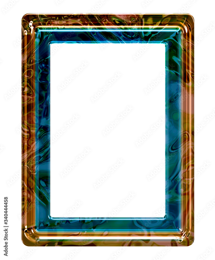 Φωτογραφία Glass photo frame 6x4 ratio in iridescent mother of pearl isolated on a white ba
