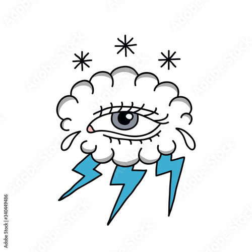 cloud with eye illustration traditional tattoo flash
