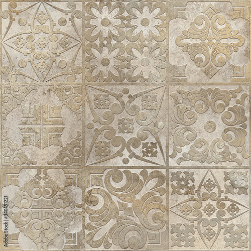 Digital Vintage aged ceramic wall tiles decoration