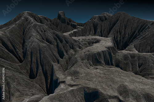 Rolling mountain roads, natural background, 3d rendering. photo