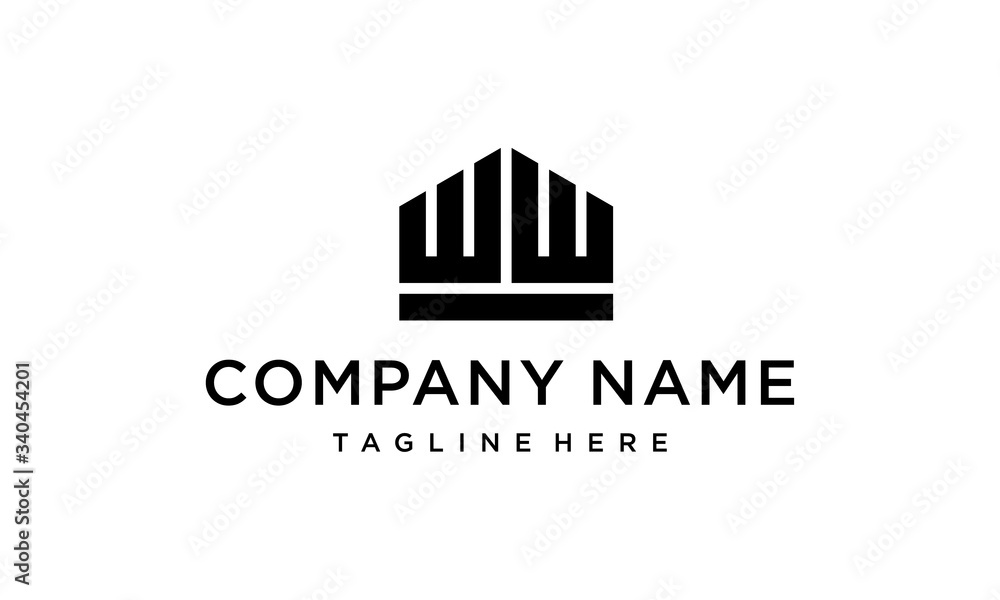 initial W with building real estate logo design concept initial W with building real estate logo design concept