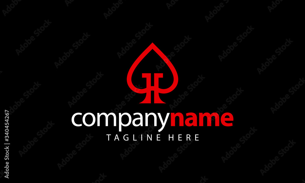 Initial letter H with ace poker logo design template Initial letter H with ace poker logo design template