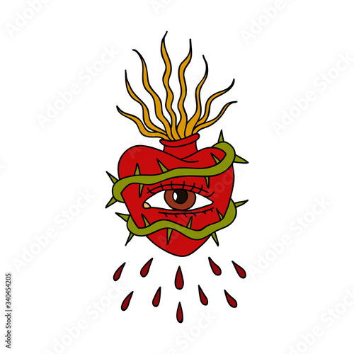 sacred heart illustration traditional tattoo flash