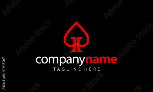 Initial letter H with ace poker logo design template