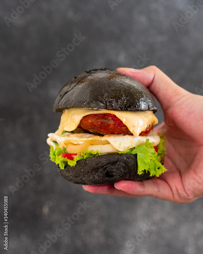 Traditional Delicious Burger with Black Bread