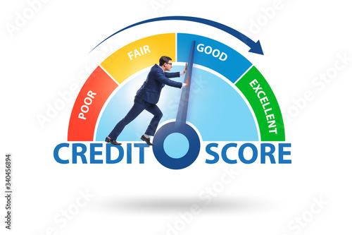 Fototapeta Businessman trying to improve credit score