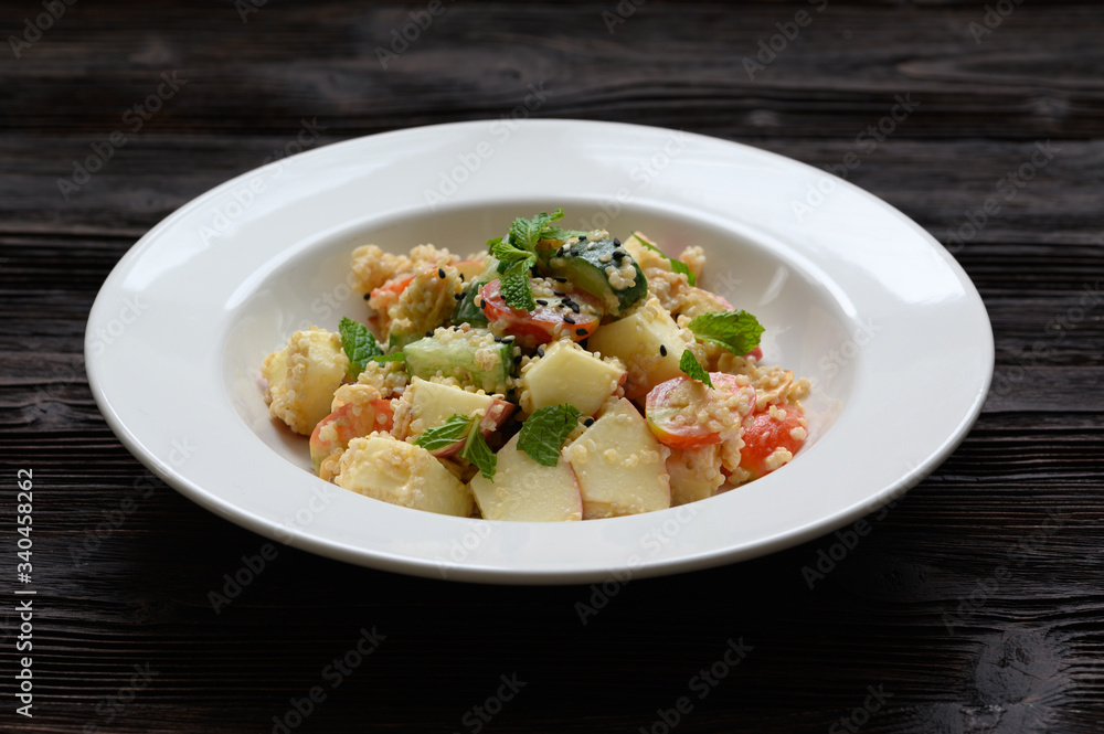 Dietary food apple qunoa salad with cucumber Dietary food apple qunoa salad with cucumber
