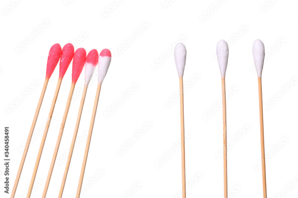 Social Distancing concept staying physically apart for infection control using red cotton bud sticks as a metaphor for containing corona virus outbreak - health and medical concept image . Social Distancing concept staying physically apart for infection control using red cotton bud sticks as a metaphor for containing corona virus outbreak - health and medical concept image .