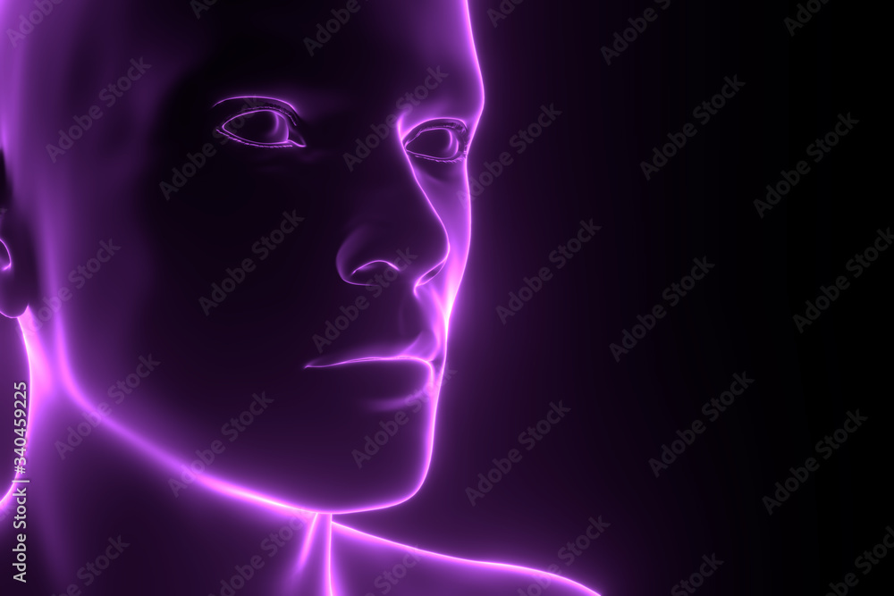 3D rendering illustration .Hacker artificial intelligence face hitech in cyberspace concept. Cyborg head man binary code matrix rain random symbols. Cyberpunk programming code technology background 3D rendering illustration .Hacker artificial intelligence face hitech in cyberspace concept. Cyborg head man binary code matrix rain random symbols. Cyberpunk programming code technology background