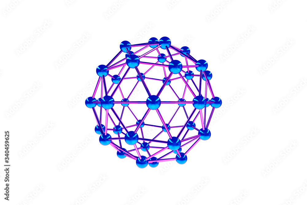 3d rendering illustration .Molecule and atoms structure model isolated white background. Science or medical geometric shapes on the intersections of lines concept. 3d rendering illustration .Molecule and atoms structure model isolated white background. Science or medical geometric shapes on the intersections of lines concept.