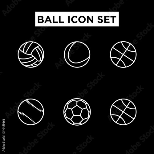 Ball sport icon set outline style vector for your design, logo, UI. illustration. such as soccer,shuttlecock,golf,basketbal,volleyball