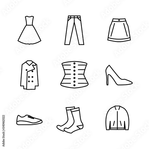 fashion icon set with ouline style vector for your web design, logo, UI. illustration