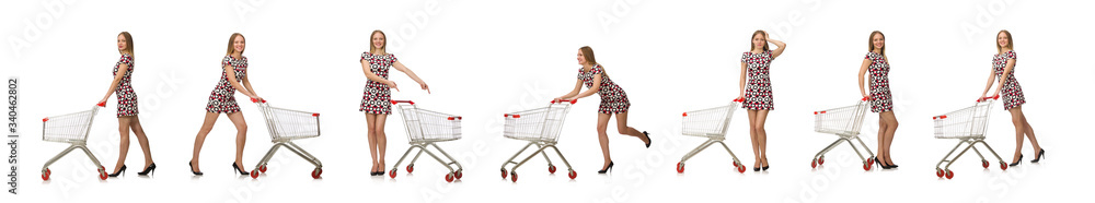 Woman in shopping concept isolated on white