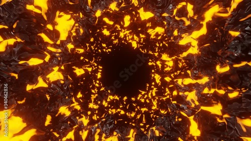 Lava Cave Abstract Motion Background in Dolly View. Lava cave with rugged texture and glow light motion background. Abstract motion background in straight line