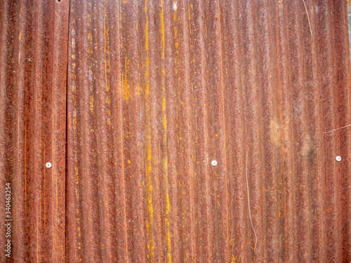 Vertical texture zinc sheet.Brown old Zinc with rust pattern background.wall steel backdrop Close with rust. Rust and dirty material vintage.