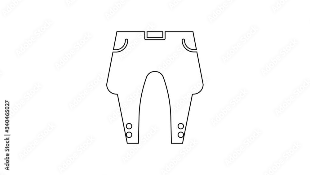 Black line Pants icon isolated on white background. 4K Video motion graphic animation Black line Pants icon isolated on white background. 4K Video motion graphic animation