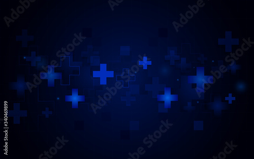 Abstract geometric medical cross shape medicine and science concept background. Technology Hi-tech futuristic digital innovation