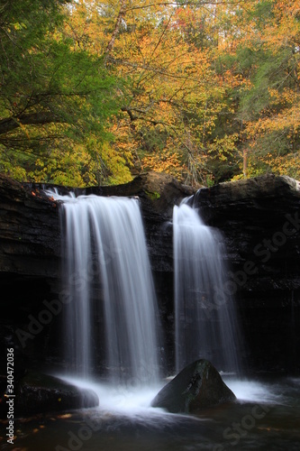 Lower potter falls in Obed national scenic river in Eastern Tennessee during peak falls colors © Kannan