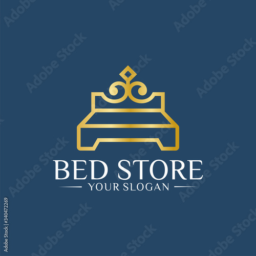 Bed Store Logo Design Vector Template