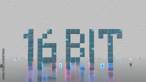 Text 16 bit of glowing pixe...