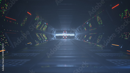 Futuristic spaceship corrid...