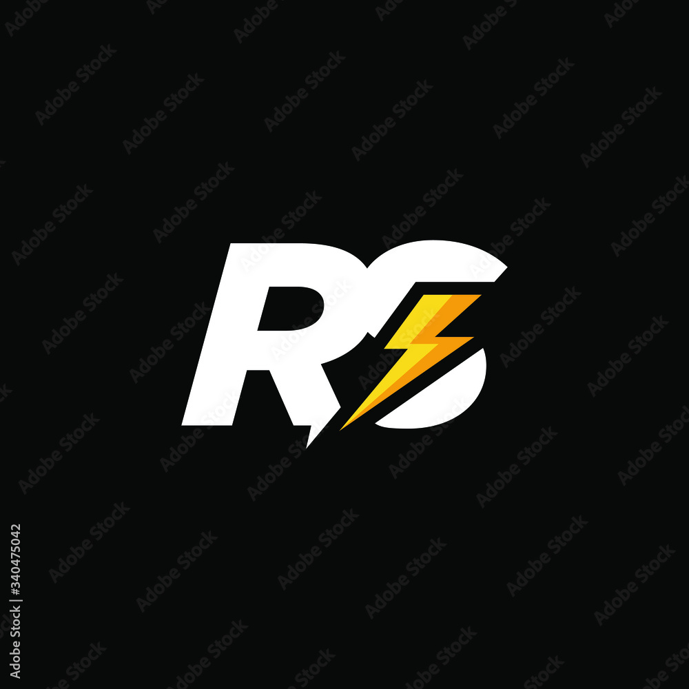 Initial Letter RS with Lightning Initial Letter RS with Lightning