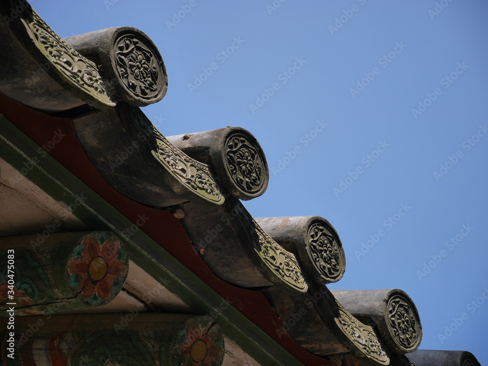 Roof tile. Bulguksa Temple in Gyeongju-si, South Korea. Korean ...